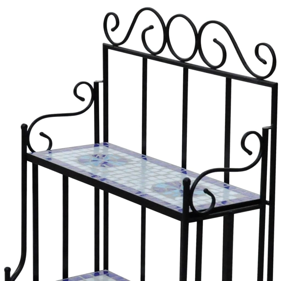 Plantenstandaard Mozaïekpatroon Wit Blauw