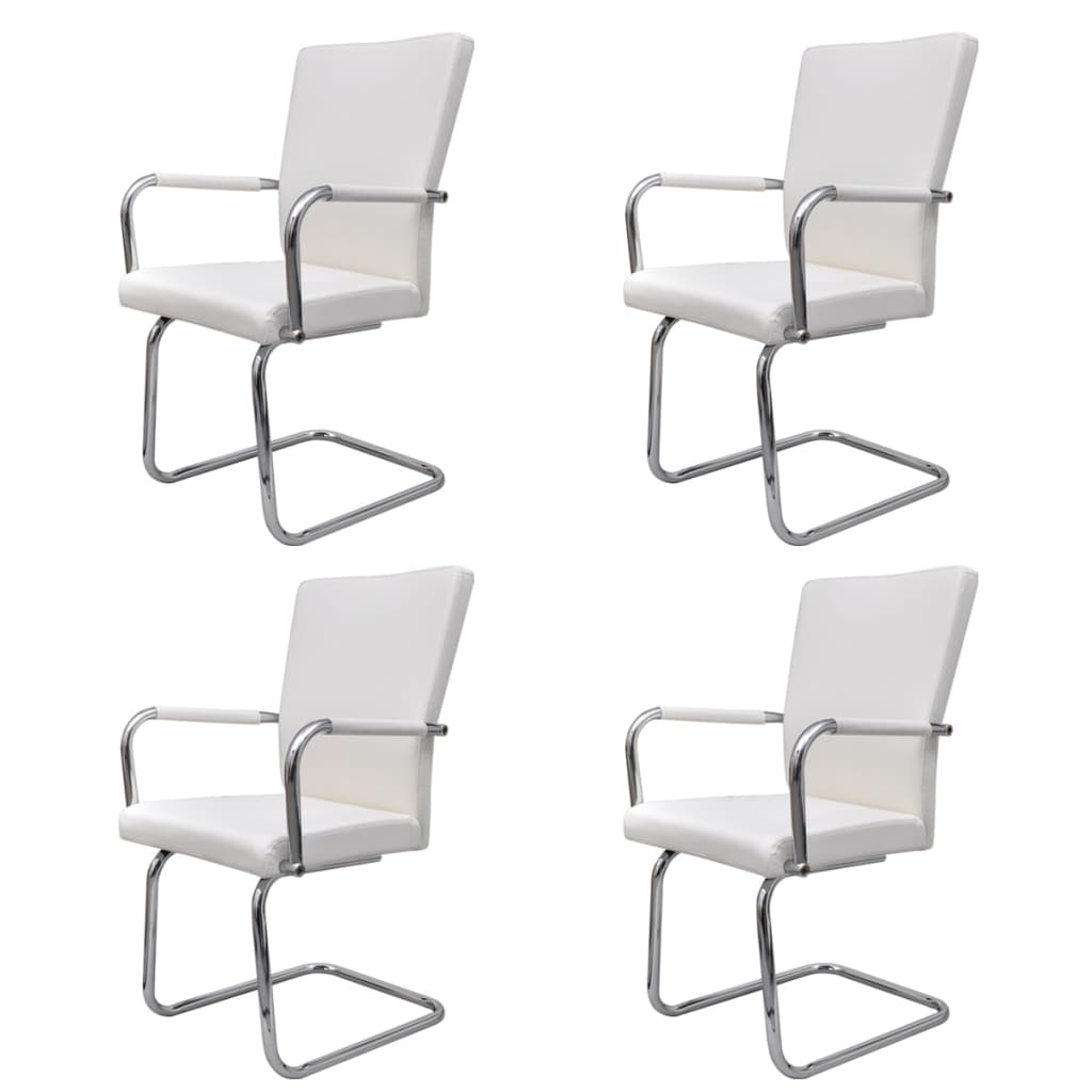 Eetkamerstoelen Kunstleer 4 Wit