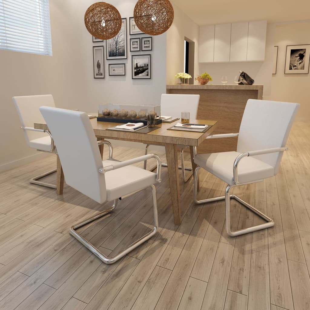 Eetkamerstoelen Kunstleer 4 Wit