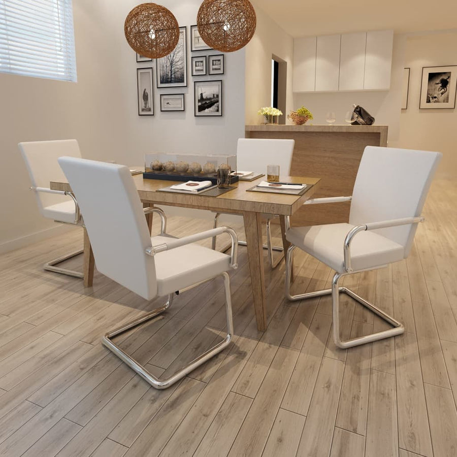 Eetkamerstoelen Kunstleer 4 Wit
