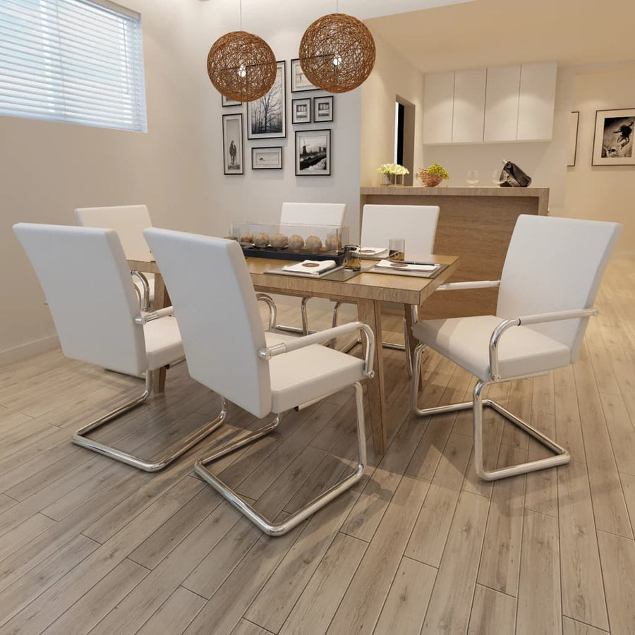 Eetkamerstoelen Kunstleer 6 Wit