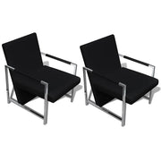 Fauteuils 2 st kunstleer zwart chroom frame