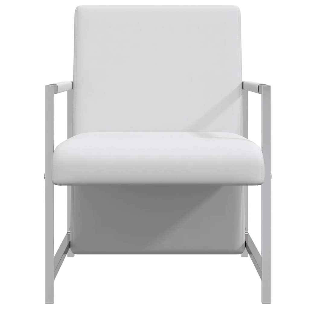 Fauteuils 2 st met chroom frame kunstleer wit