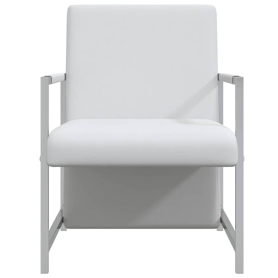 Fauteuils 2 st met chroom frame kunstleer wit