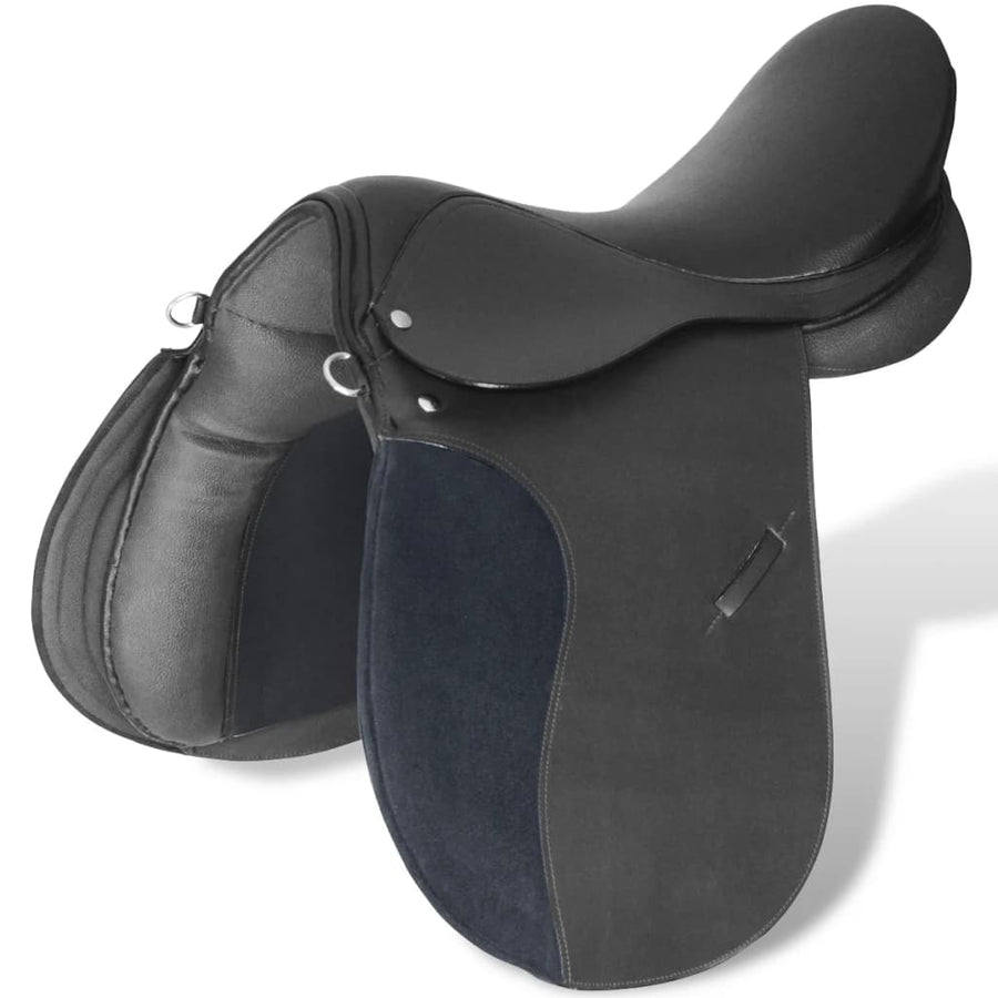 Echt lederen paardrijzadel 17,5" 12 cm (5-in-1 set, zwart) 12 cm Zwart