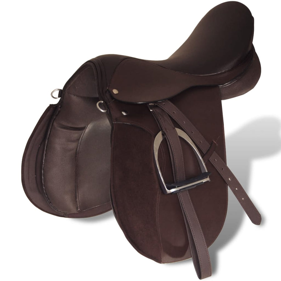 Echt Lederen Paardrijzadel 16" (5-In-1 Set, ) 14 cm