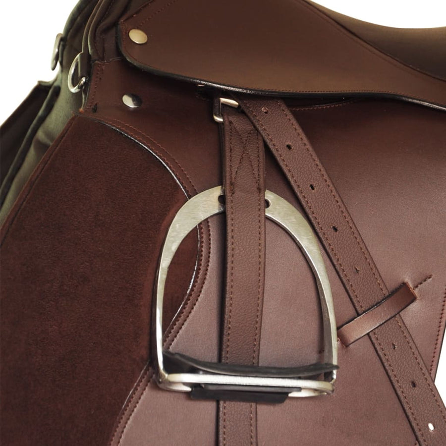 Echt Lederen Paardrijzadel 16" (5-In-1 Set, ) 14 cm