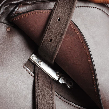 Paardrijzadel 5-in-1 17,5'' echt leer 12 cm Bruin