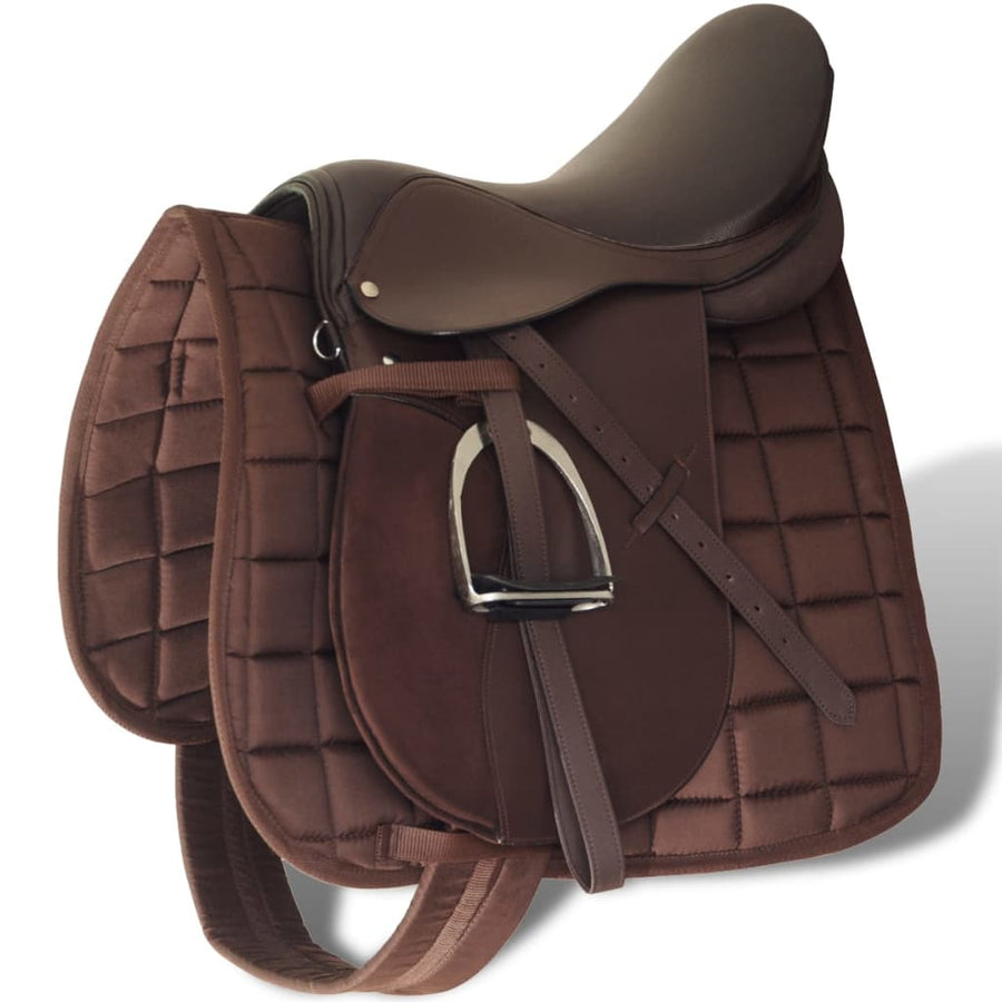 Echt Lederen Paardrijzadel 17,5" (5-In-1 Set, ) 18 cm