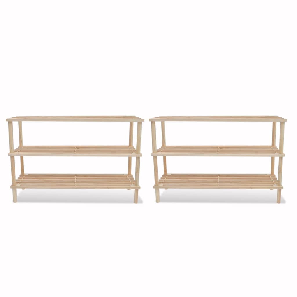 Schoenenrekken Met 3 Schappen Massief Vurenhout 1 2 74 x 26 x 48.5 cm