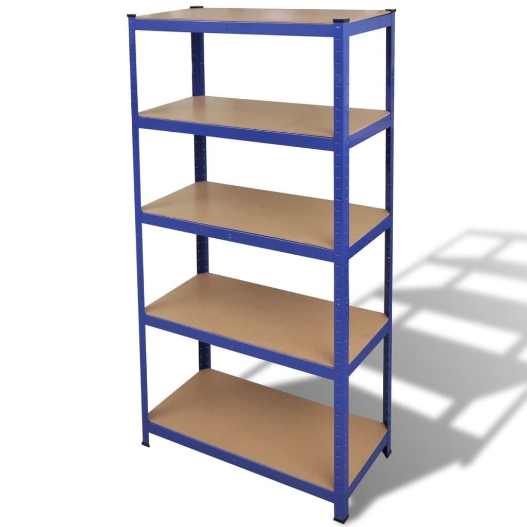 Opbergrek 5-Laags Staal En Bewerkt Hout Blauw 1