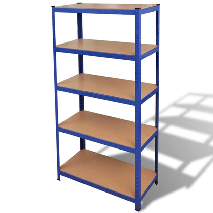 Opbergrek 5-Laags Staal En Bewerkt Hout Blauw 1