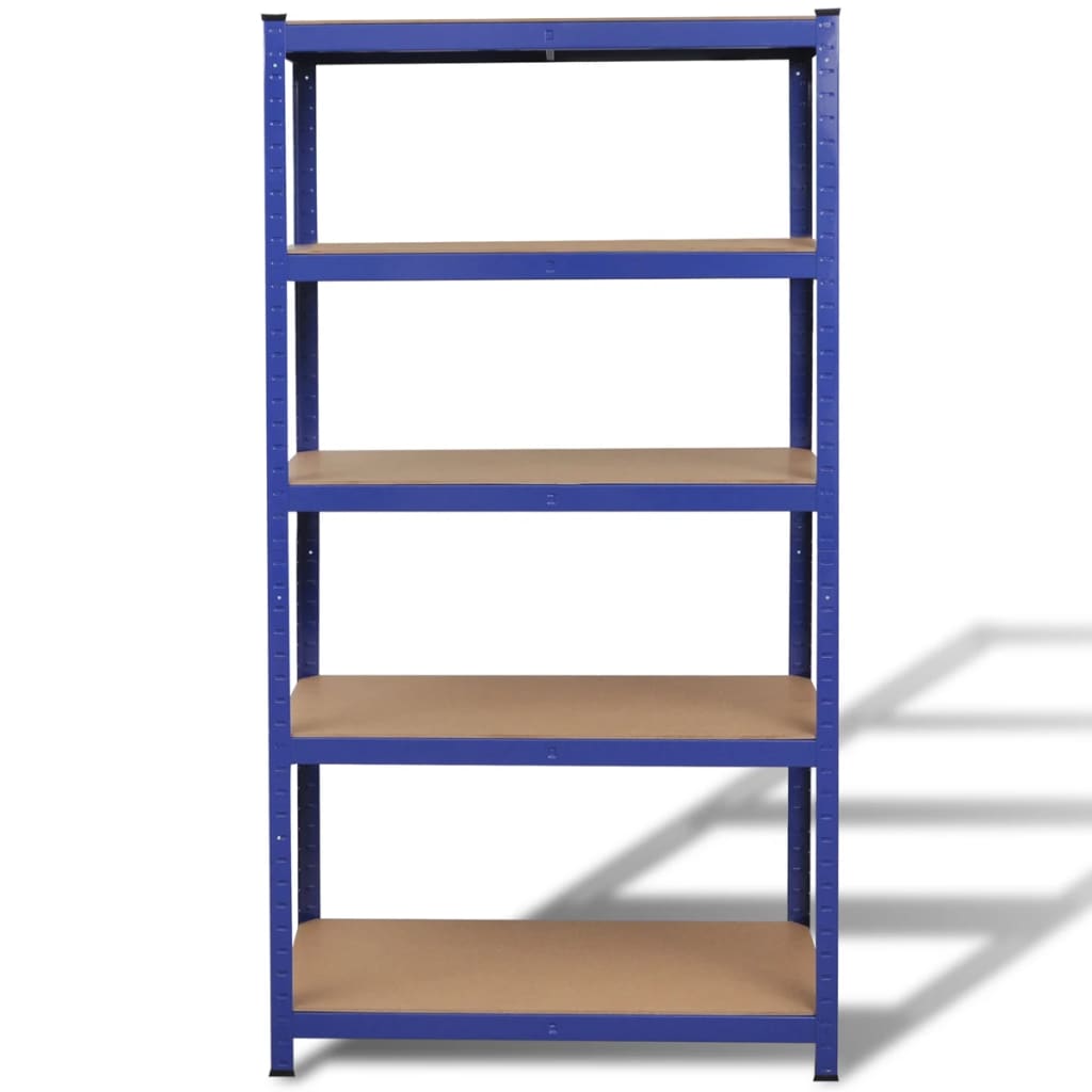 Opbergrek 5-Laags Staal En Bewerkt Hout Blauw 1