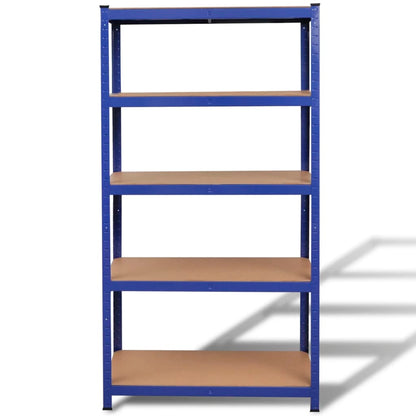 Opbergrek 5-Laags Staal En Bewerkt Hout Blauw 1