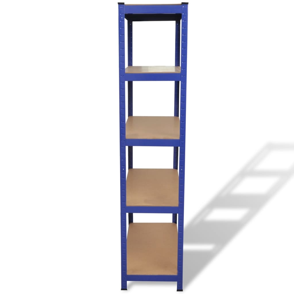 Opbergrek 5-Laags Staal En Bewerkt Hout Blauw 1
