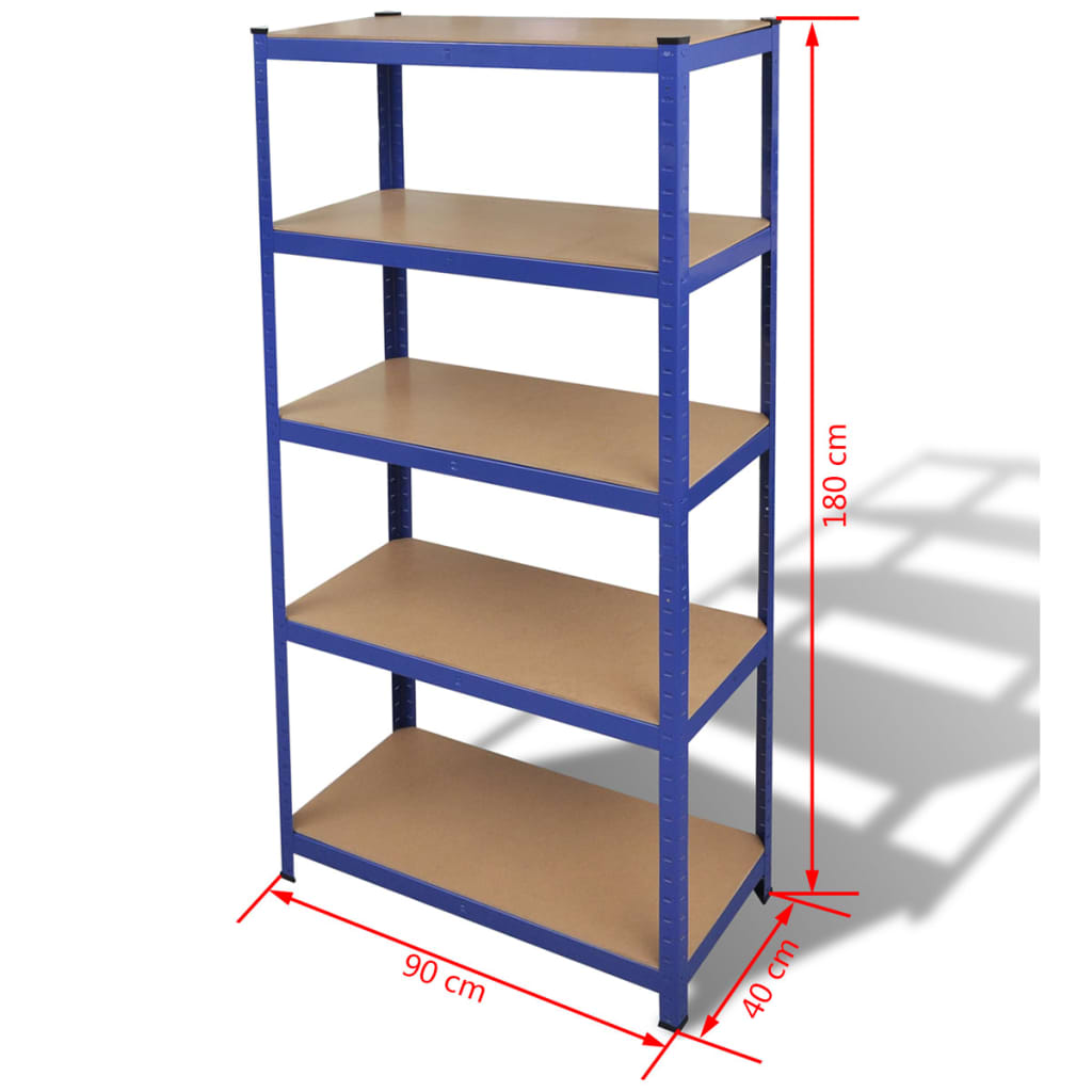Opbergrek 5-Laags Staal En Bewerkt Hout Blauw 1
