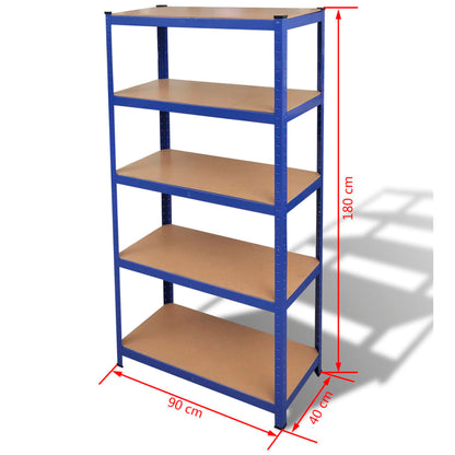 Opbergrek 5-Laags Staal En Bewerkt Hout Blauw 1