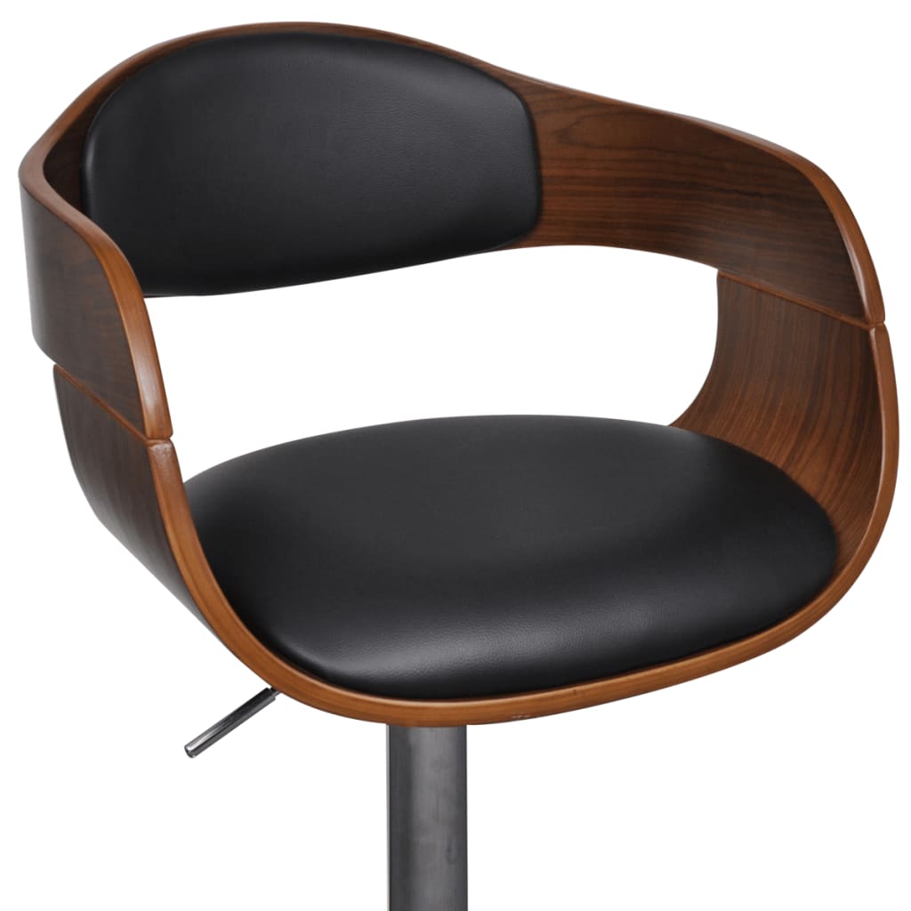 Barkruk Gebogen Hout En Kunstleer 1 Zwart en donkerbruin