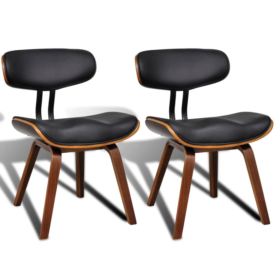 Eetkamerstoelen Gebogen Hout En Kunstleer 2 Zwart en donkerbruin