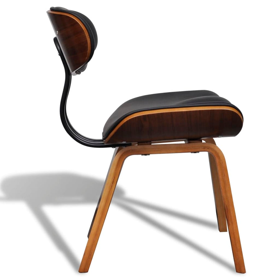 Eetkamerstoelen Gebogen Hout En Kunstleer 2 Zwart en donkerbruin