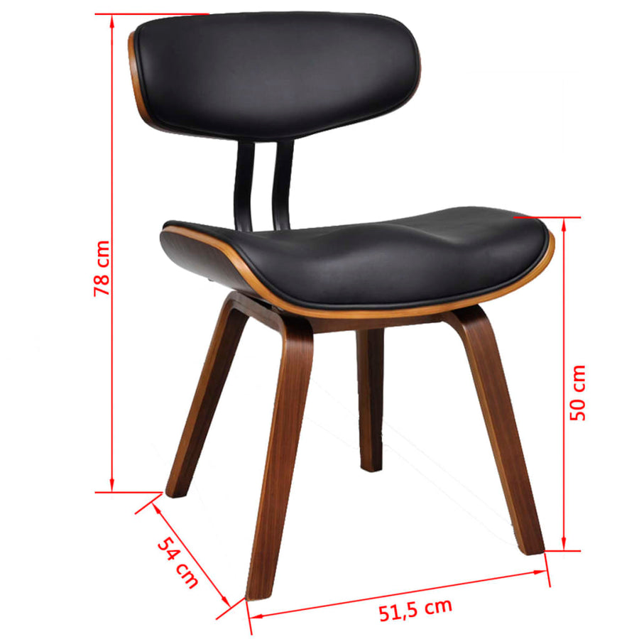 Eetkamerstoelen Gebogen Hout En Kunstleer 2 Zwart en donkerbruin