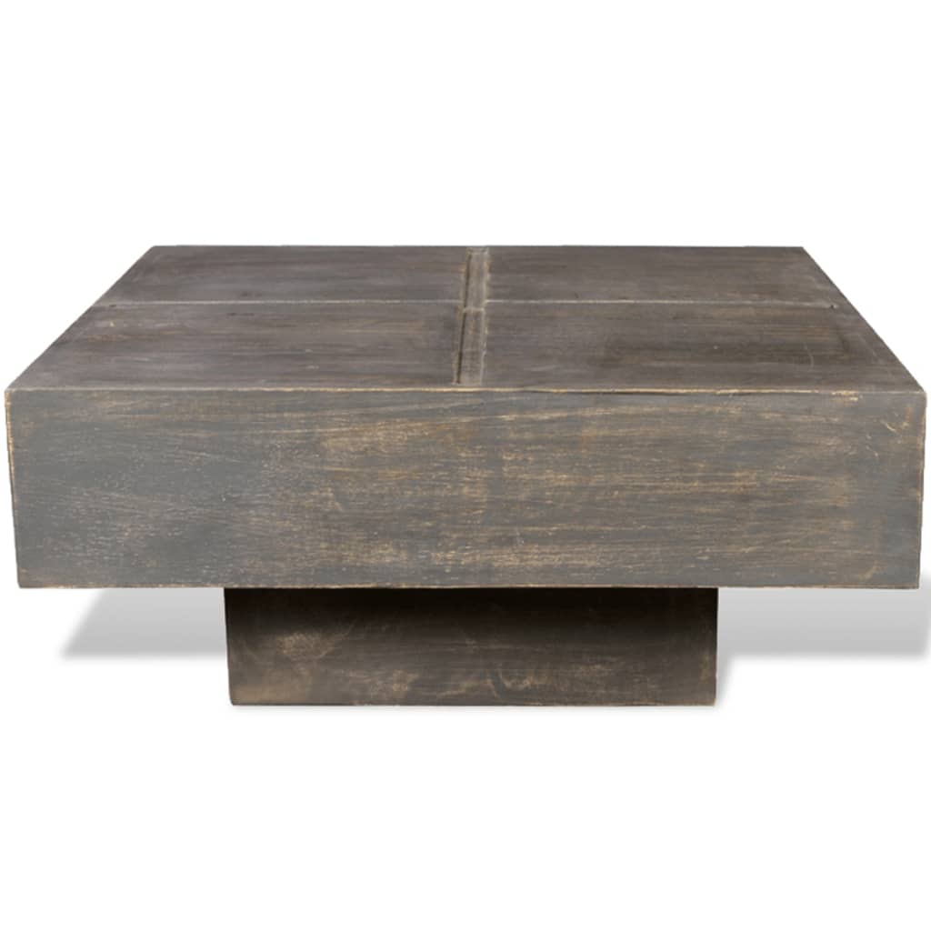 Salontafel Vierkant Massief Mangohout Donkerbruin 68 x 68 x 30 cm Ruw mangohout