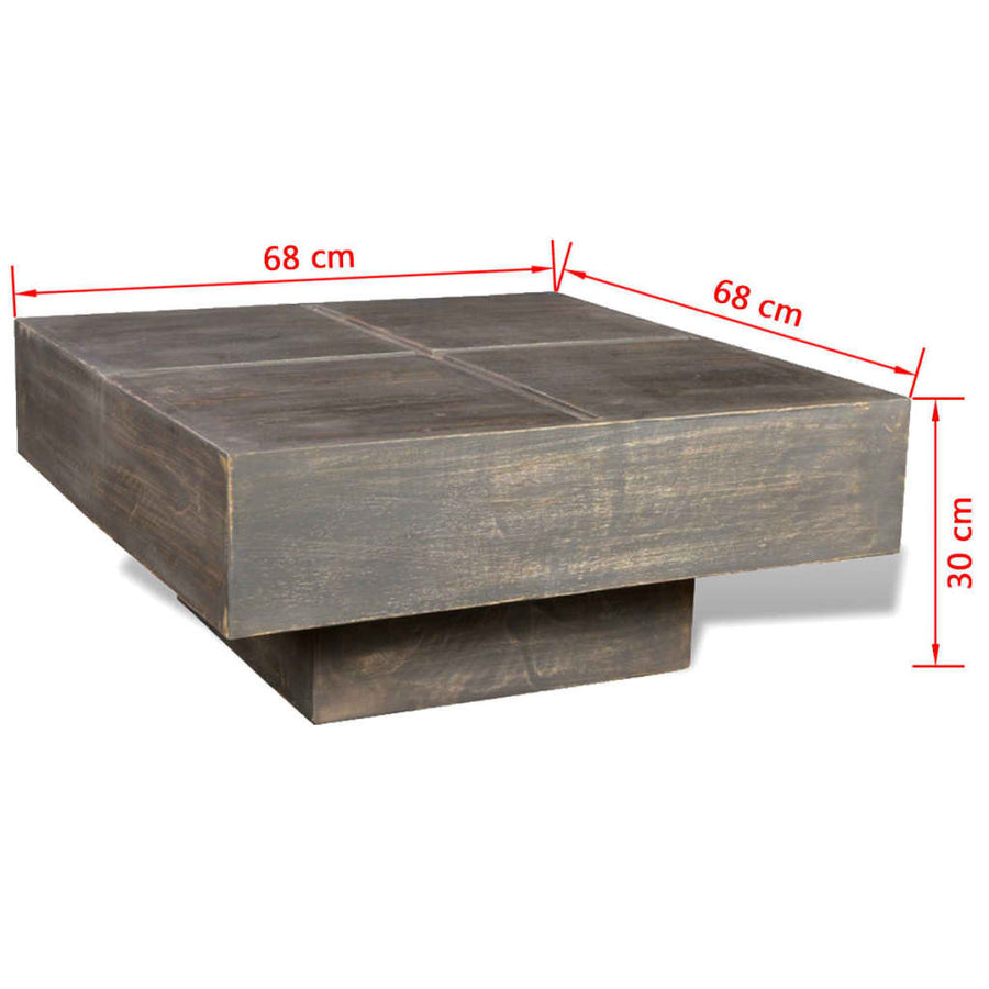 Salontafel Vierkant Massief Mangohout Donkerbruin 68 x 68 x 30 cm Ruw mangohout