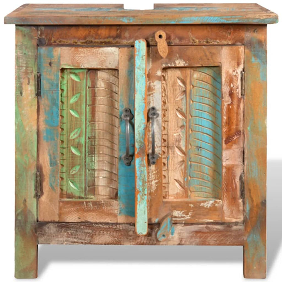 Badkamerset Met Kast En Spiegel Massief Gerecycled Hout