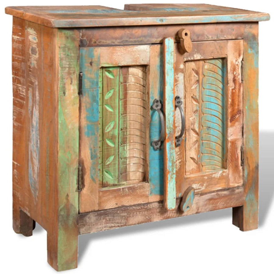 Badkamerset Met Kast En Spiegel Massief Gerecycled Hout