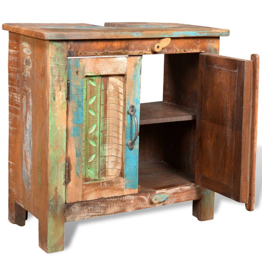 Badkamerset Met Kast En Spiegel Massief Gerecycled Hout