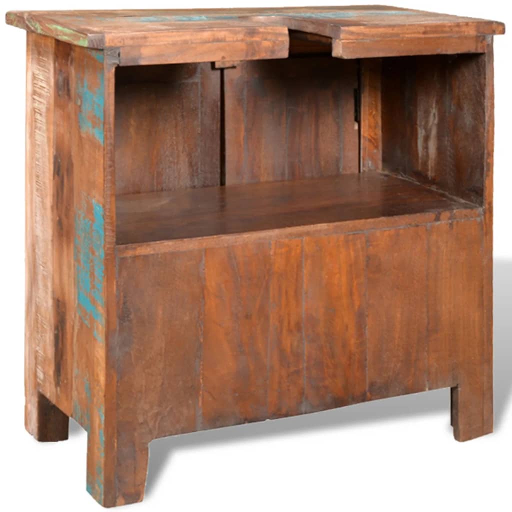 Badkamerset Met Kast En Spiegel Massief Gerecycled Hout