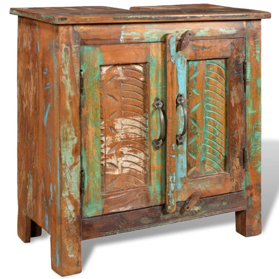 Badkamerset Met Kast En Spiegel Massief Gerecycled Hout