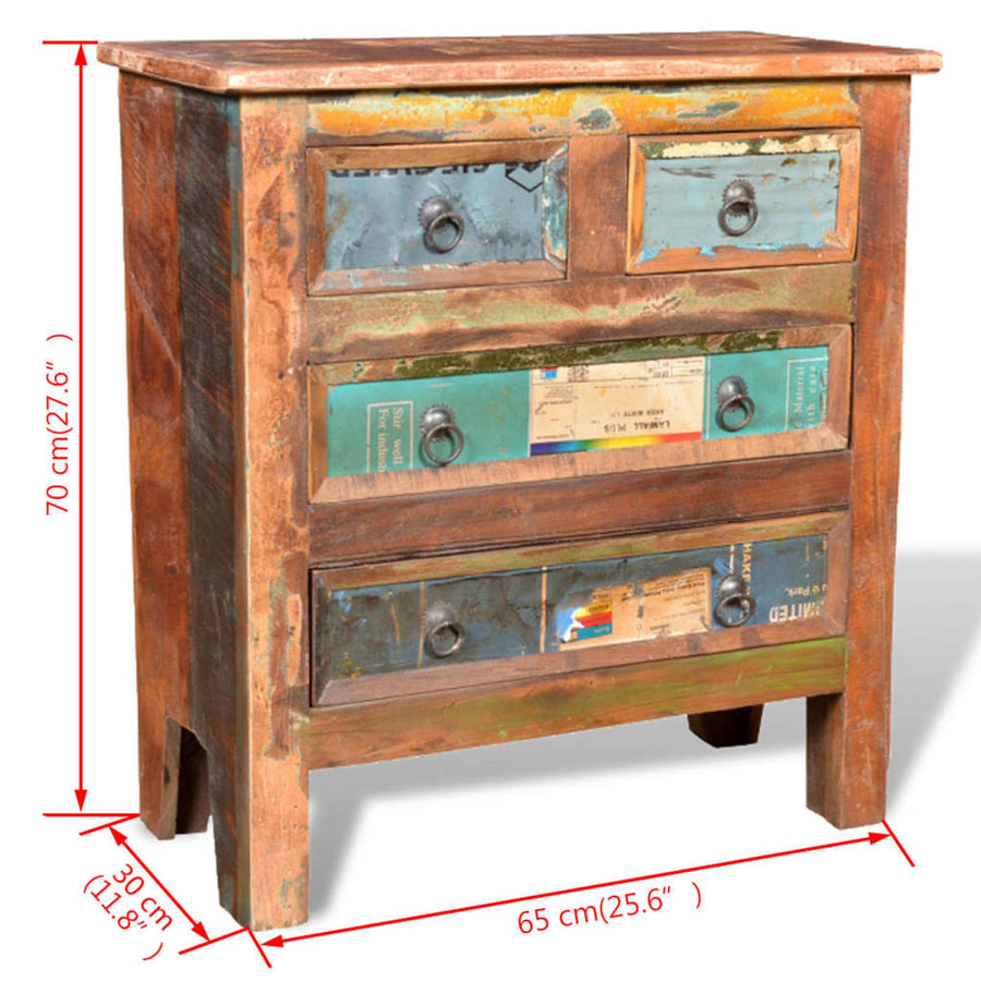 Kast met 4 lades massief gerecycled hout