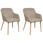 Eetkamerstoelen Stof En Massief Eikenhout 2 Beige