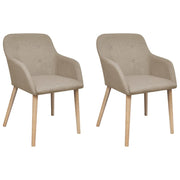 Eetkamerstoelen 2 st massief eikenhout stof beige 52x57x76,5 cm