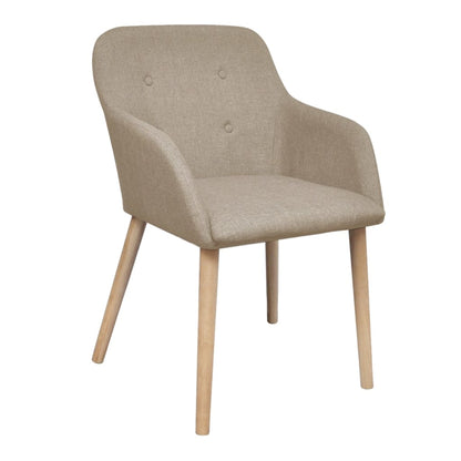 Eetkamerstoelen Stof En Massief Eikenhout 2 Beige