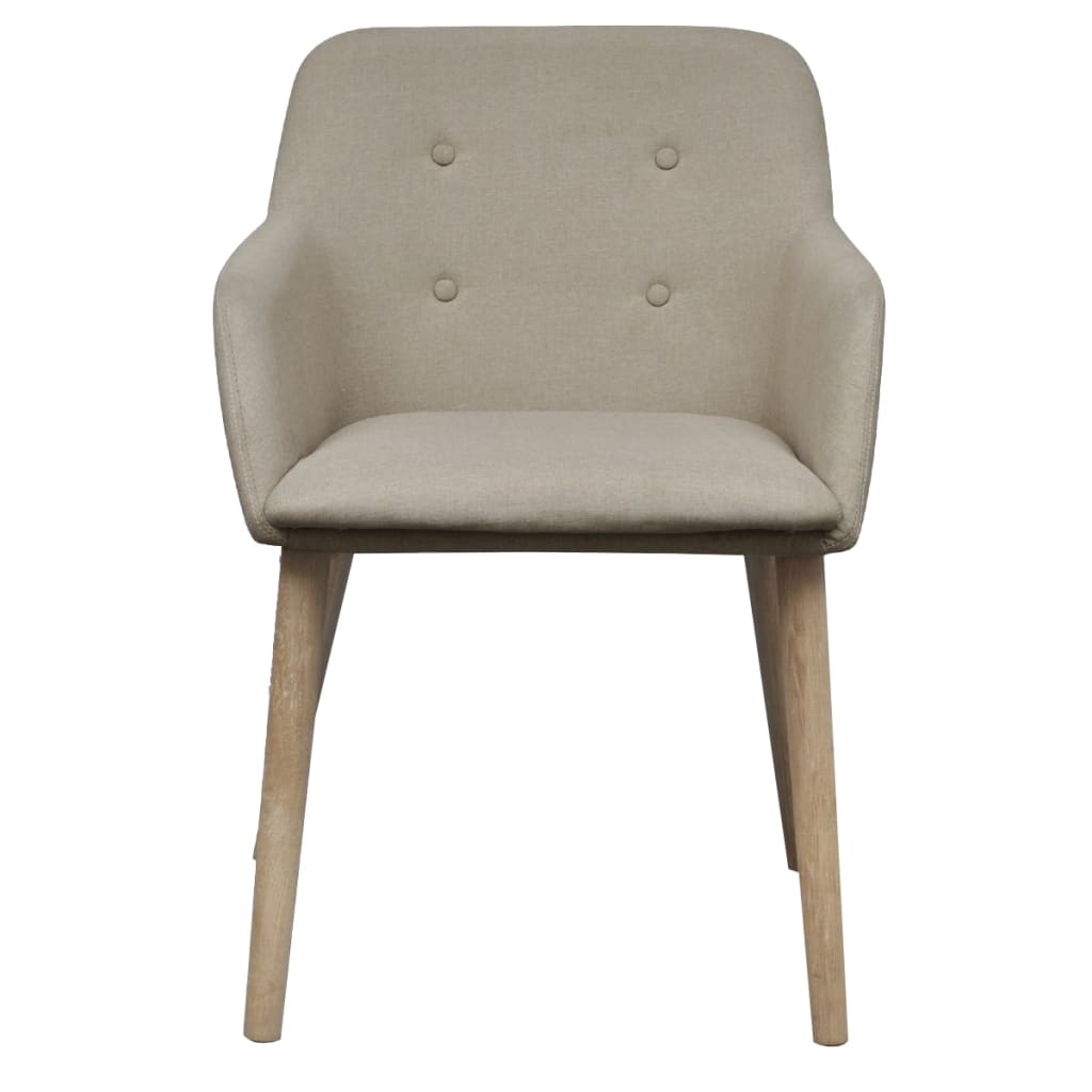 Eetkamerstoelen Stof En Massief Eikenhout 2 Beige