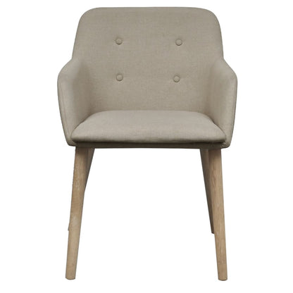 Eetkamerstoelen Stof En Massief Eikenhout 2 Beige