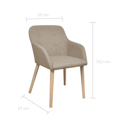 Eetkamerstoelen Stof En Massief Eikenhout 2 Beige