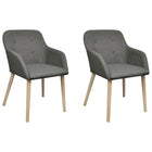 Eetkamerstoelen 2 stuks massief eikenhout lichtgrijs