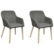Eetkamerstoelen 2 stuks massief eikenhout lichtgrijs
