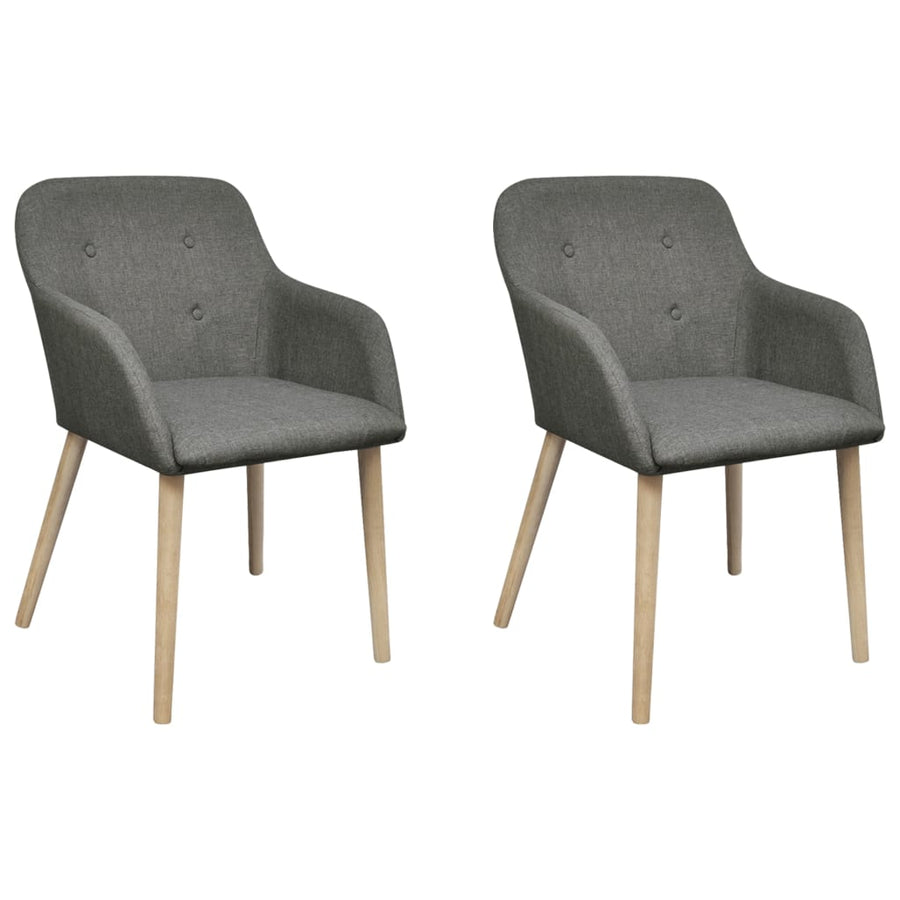 Eetkamerstoelen Stof En Massief Eikenhout 2 Lichtgrijs