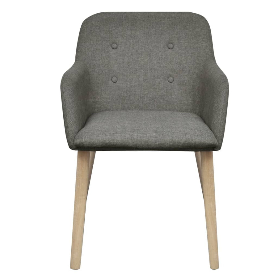 Eetkamerstoelen Stof En Massief Eikenhout 2 Lichtgrijs