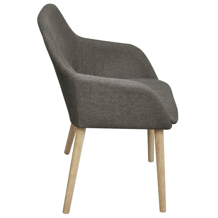 Eetkamerstoelen Stof En Massief Eikenhout 2 Lichtgrijs