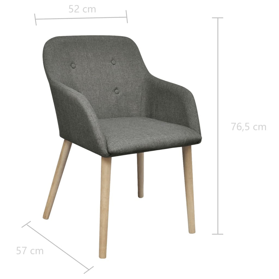 Eetkamerstoelen Stof En Massief Eikenhout 2 Lichtgrijs