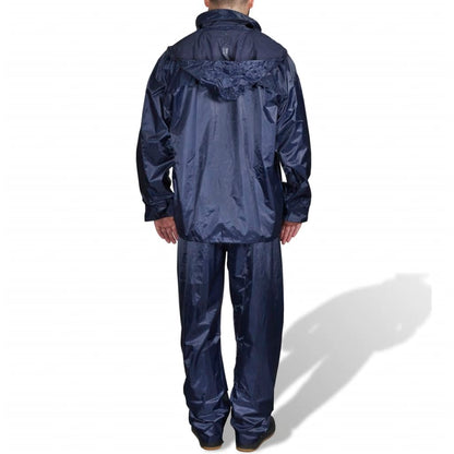 Regenpak 2-delig met capuchon (heren / marineblauw / maat L)