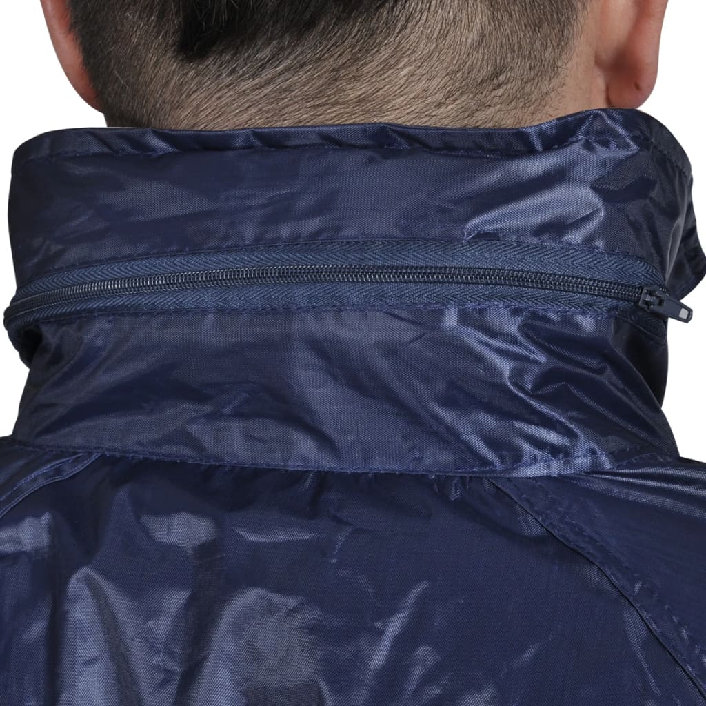 Regenpak 2-delig met capuchon (mannen / marineblauw / maat XL)
