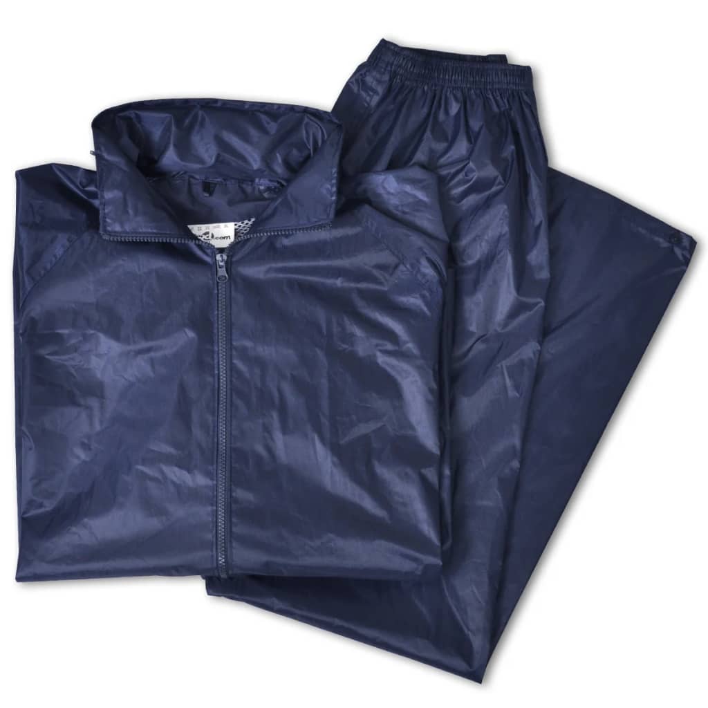Regenpak 2-delig met capuchon (mannen / marineblauw / maat XL)