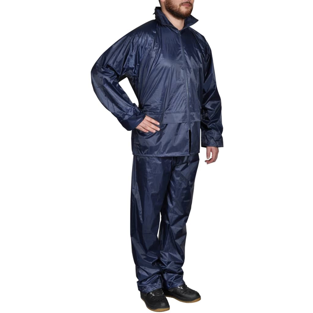 Regenpak 2-delig + capuchon (heren / marineblauw / maat XXL)