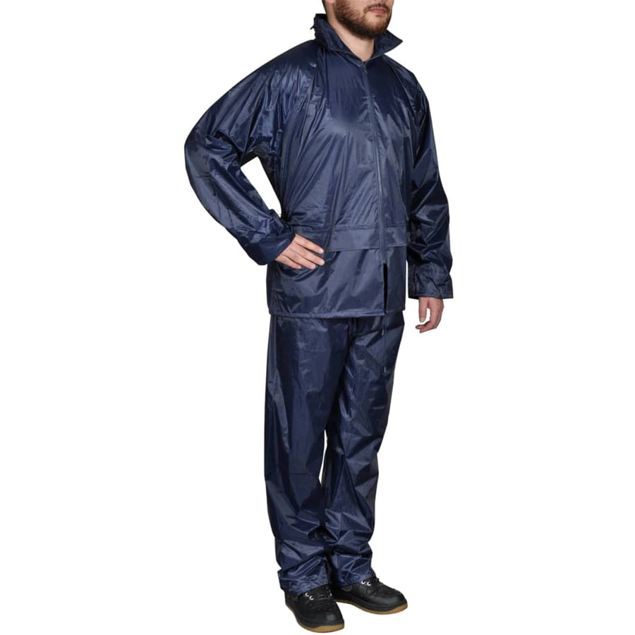 Regenpak 2-delig + capuchon (heren / marineblauw / maat XXL)
